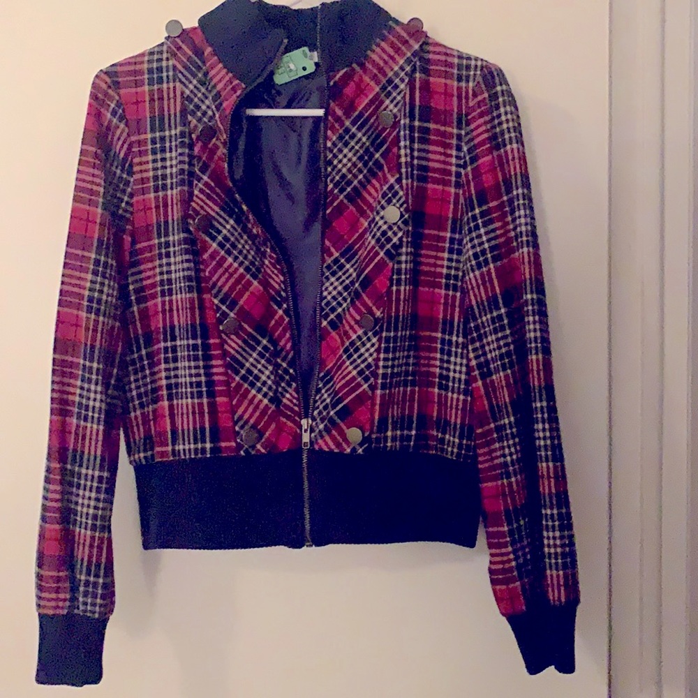 EUC- Plaid military style jacket